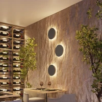 Wall lamp 30 cm/20W – round, black, warm LED glow - Image 14