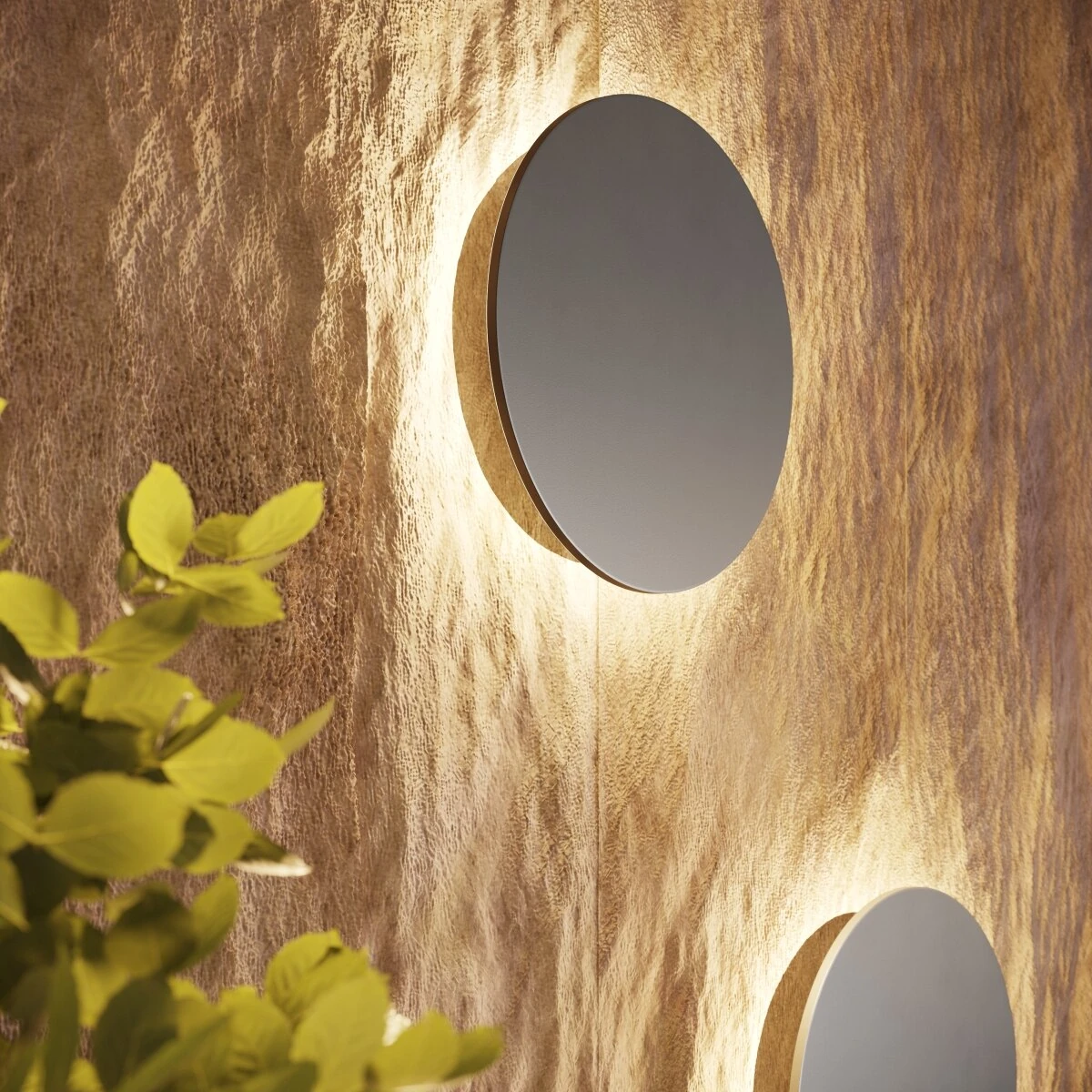 Wall lamp 30 cm/20W – round, black, warm LED glow