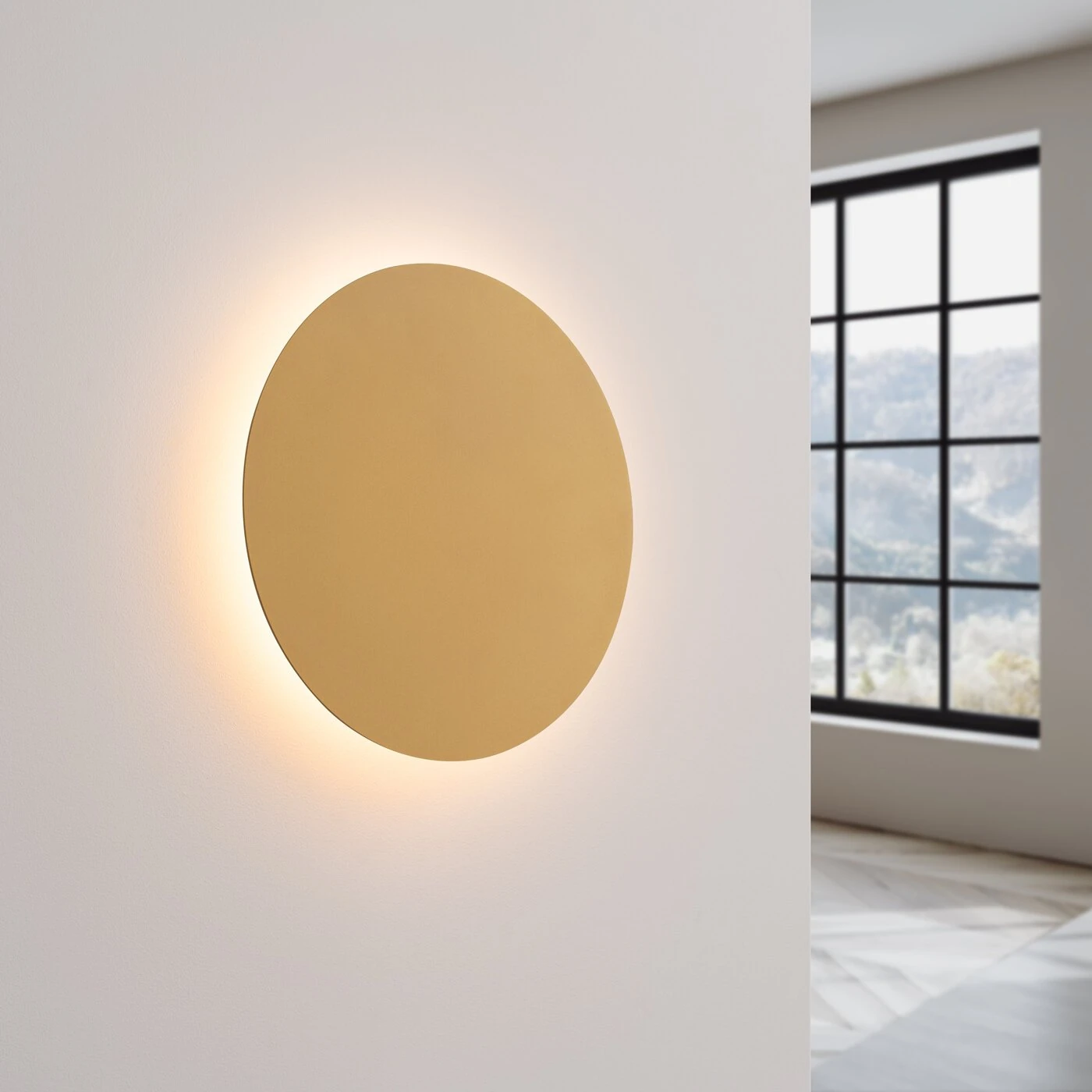 Wall lamp 30 cm / 20W – round, gold, LED halo light