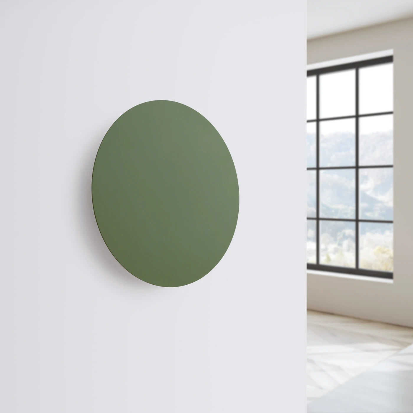 Wall lamp 30 cm / 20W – round, olive green, warm LED halo