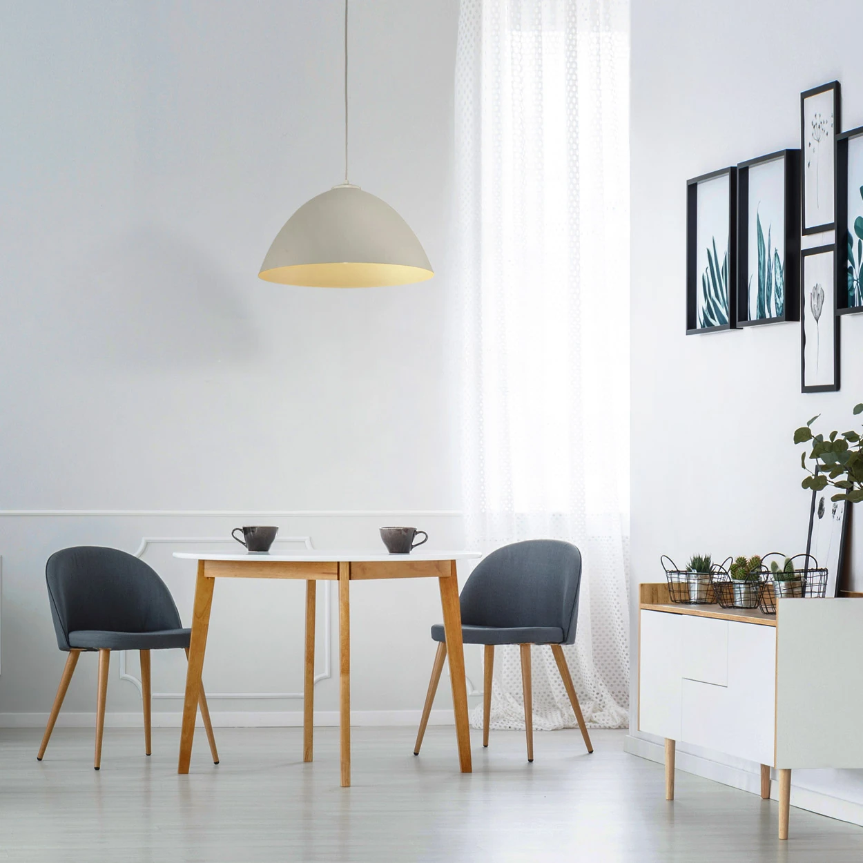 FARO pendant light – beige, single E27 shade