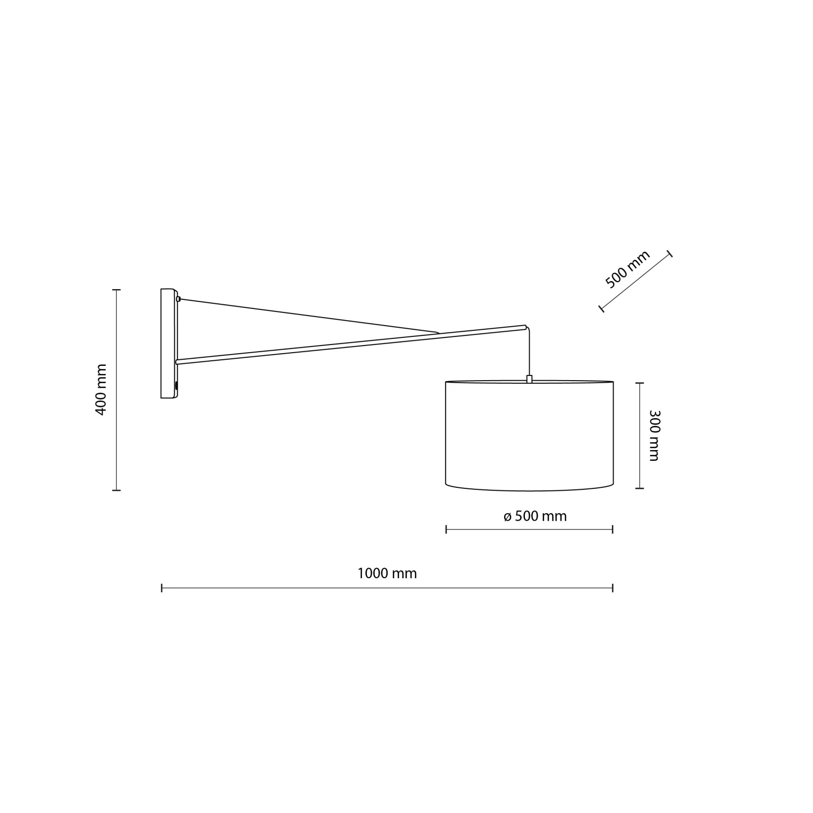 Wall light 15 W – black, E27, with switch