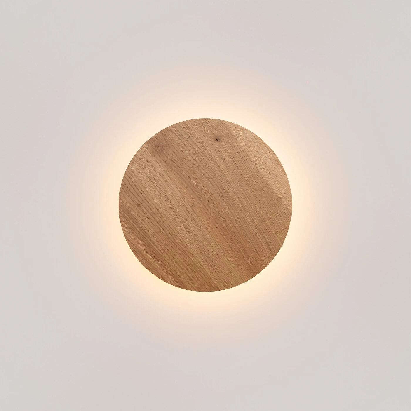 Wall lamp 30 cm / 20W – round, oak, warm LED glow
