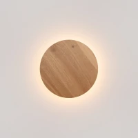 Wall lamp 30 cm / 20W – round, oak, warm LED glow - Image 5