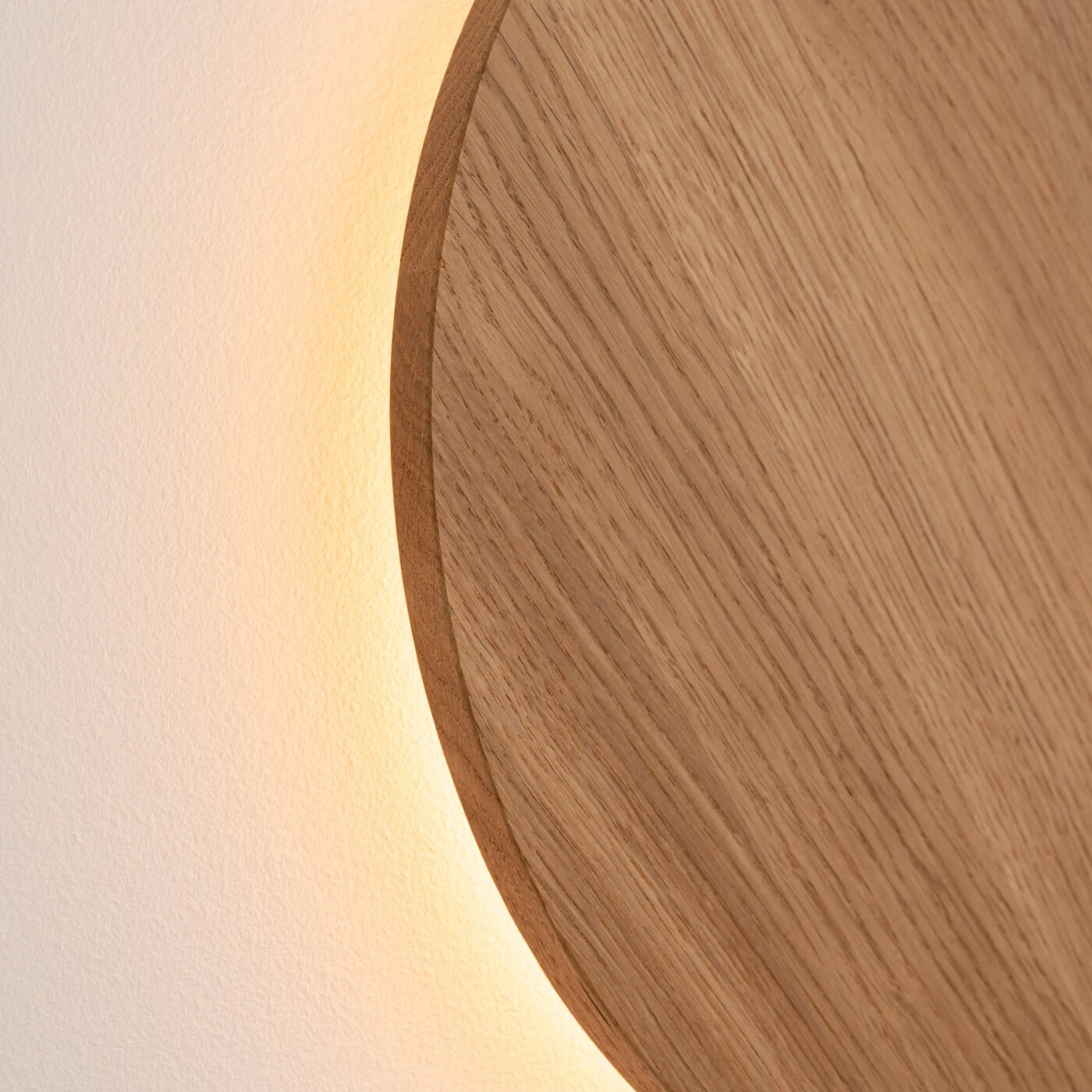 Wall lamp 30 cm / 20W – round, oak, warm LED glow