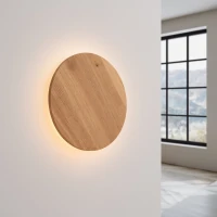 Wall lamp 30 cm / 20W – round, oak, warm LED glow - Image 1