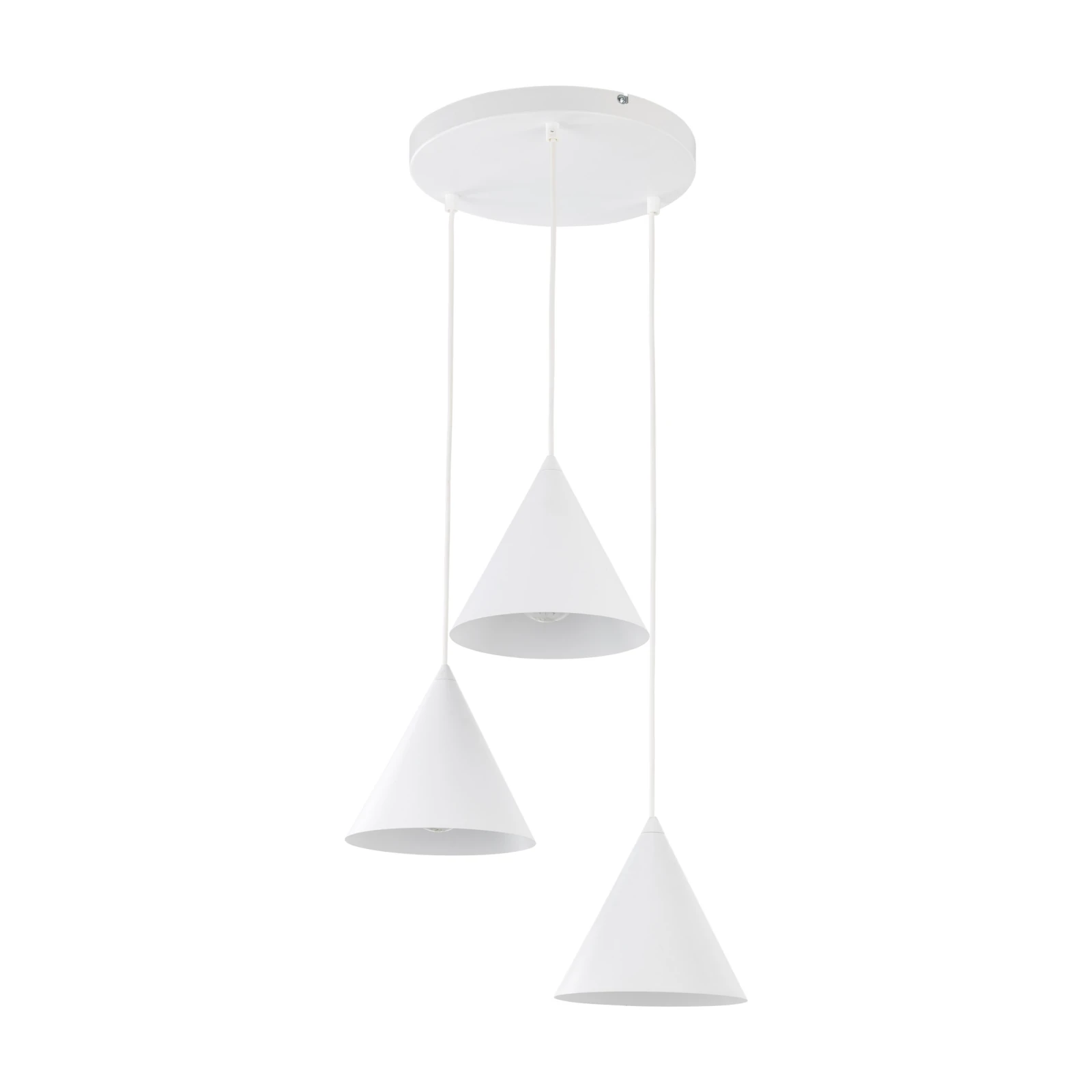CONO 3 pendant light – round canopy, white, E27