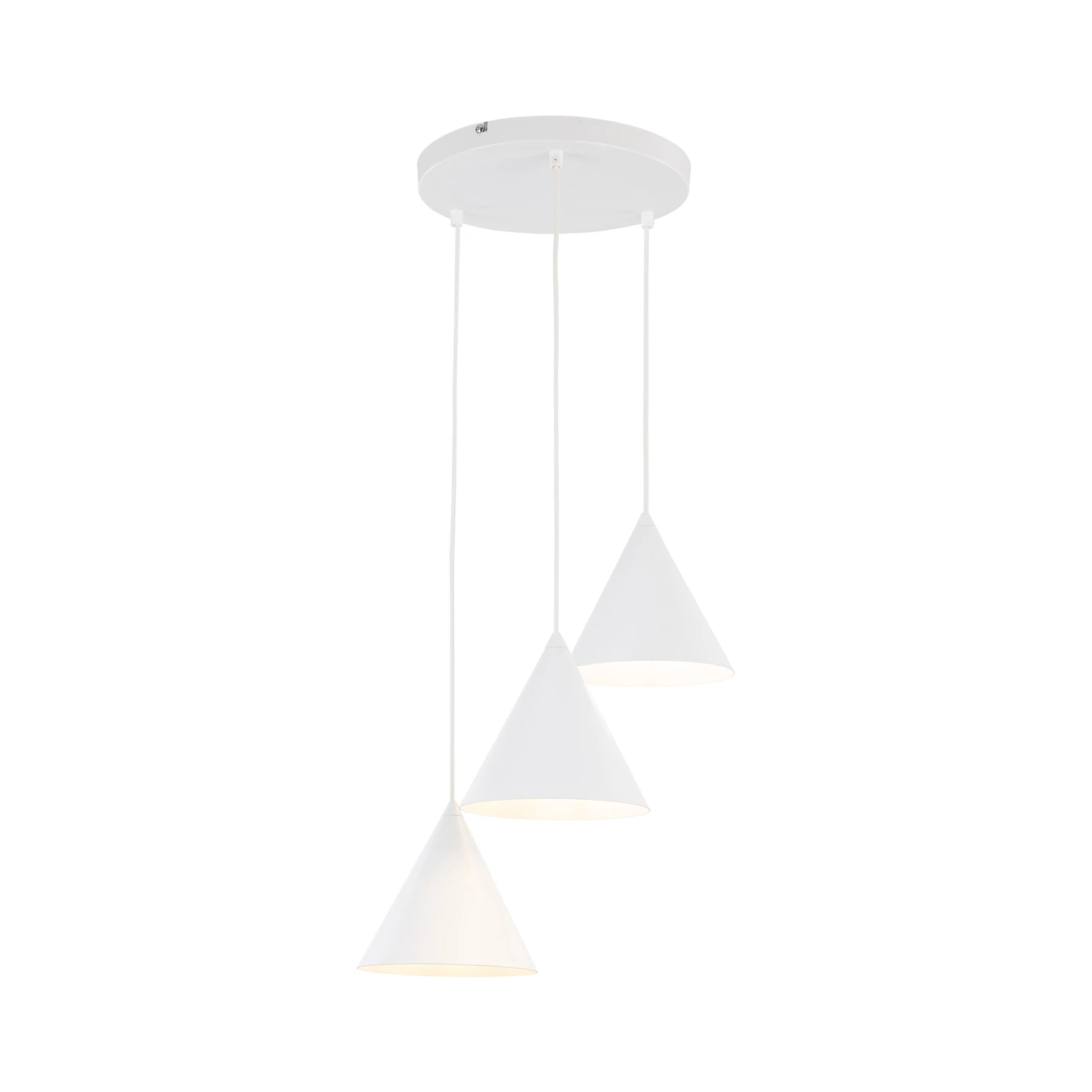 CONO 3 pendant light – round canopy, white, E27