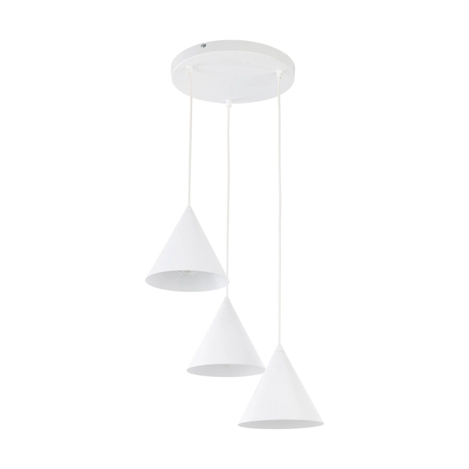 CONO 3 pendant light – round canopy, white, E27