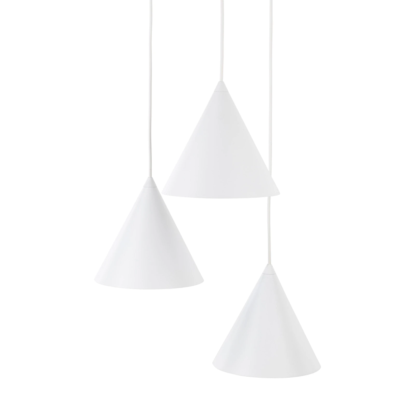 CONO 3 pendant light – round canopy, white, E27