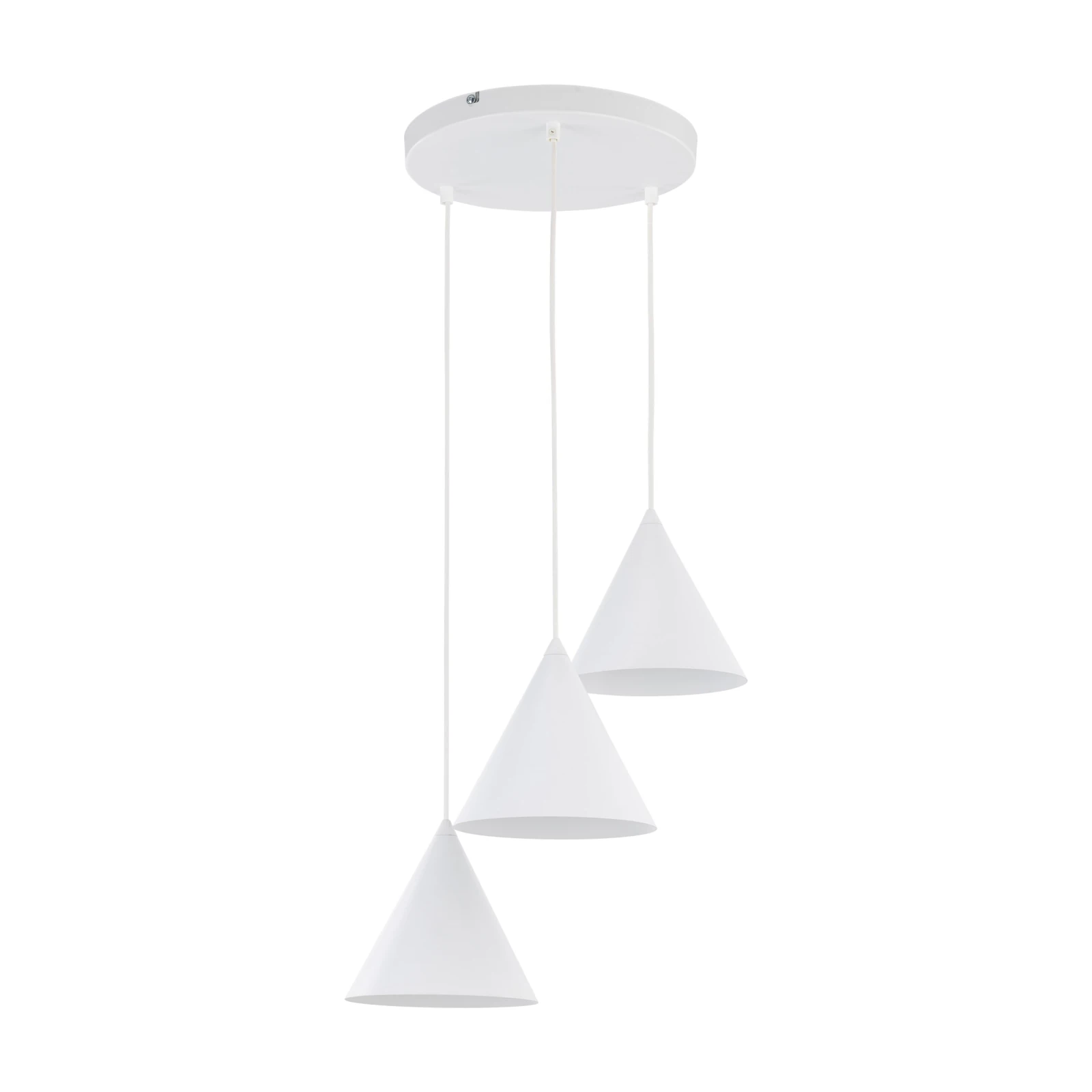 CONO 3 pendant light – round canopy, white, E27