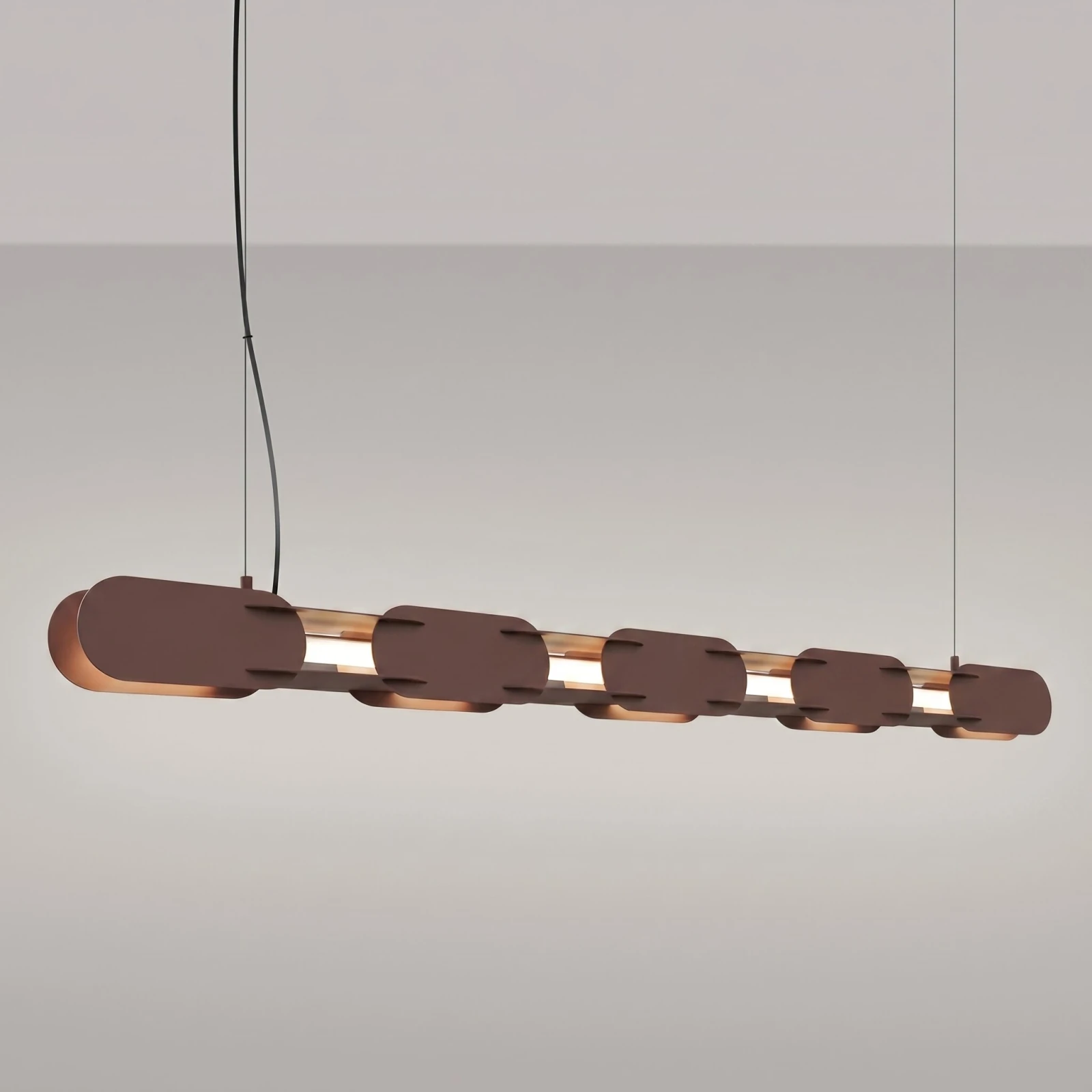 Pakabinamas šviestuvas 158 cm – linijinis, rudas, LED 4000K