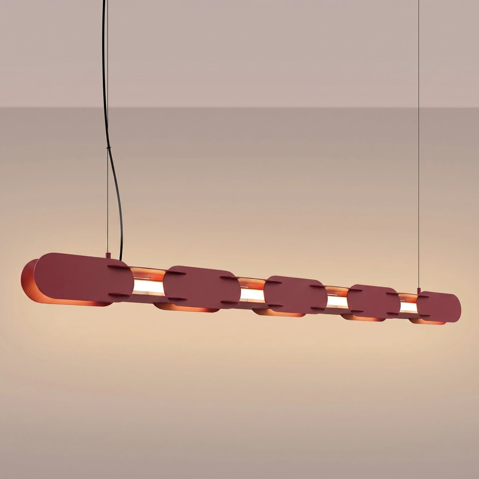 Pakabinamas šviestuvas 158 cm – linijinis, burgundinis, DALI pritemdymas