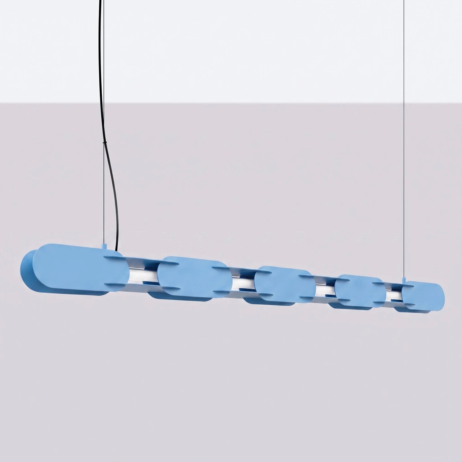 Pendant lamp 158 cm – linear, light blue, DALI dimmable