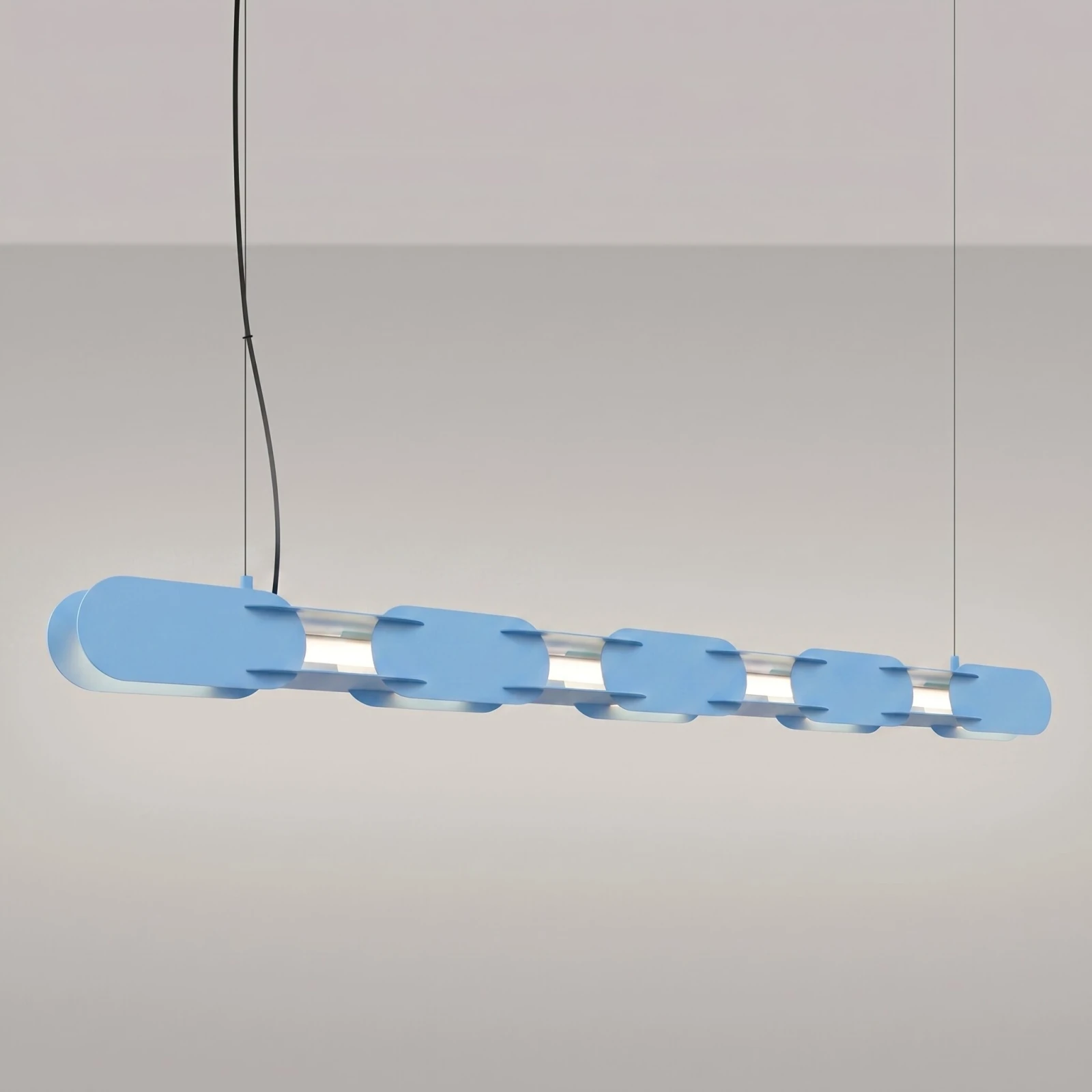 Pakabinamas LED šviestuvas 158 cm – linijinis, žydras, DALI dimdymas