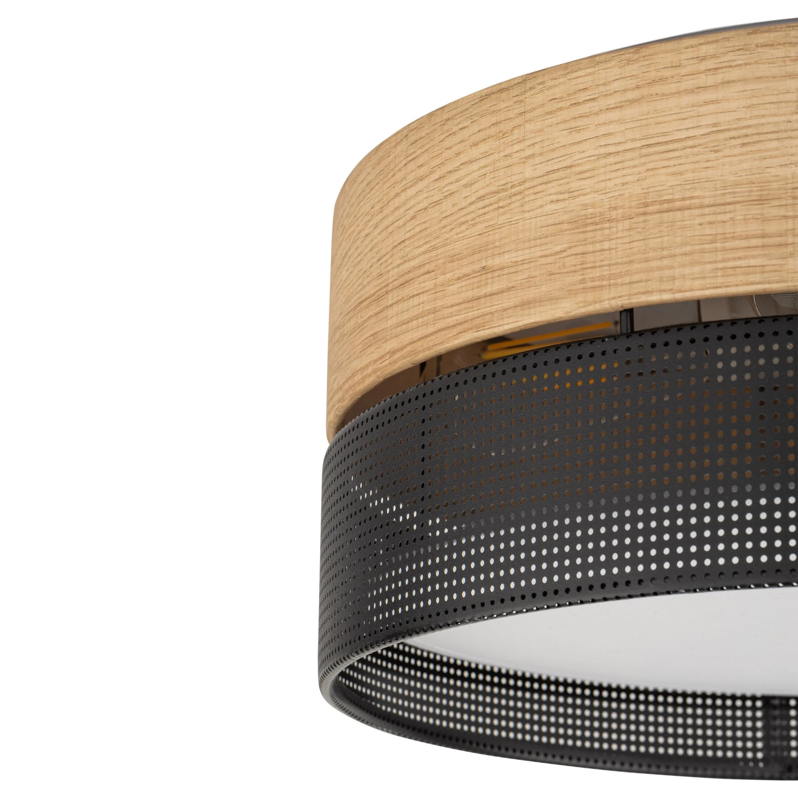 4xE27 ceiling light – round, black, magnetic shade