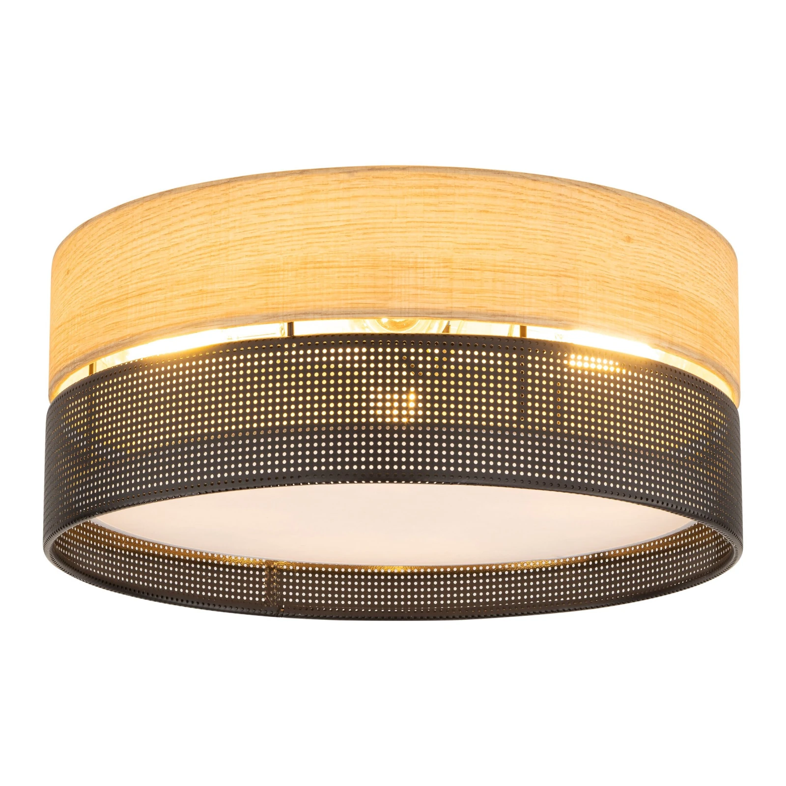 4xE27 ceiling light – round, black, magnetic shade