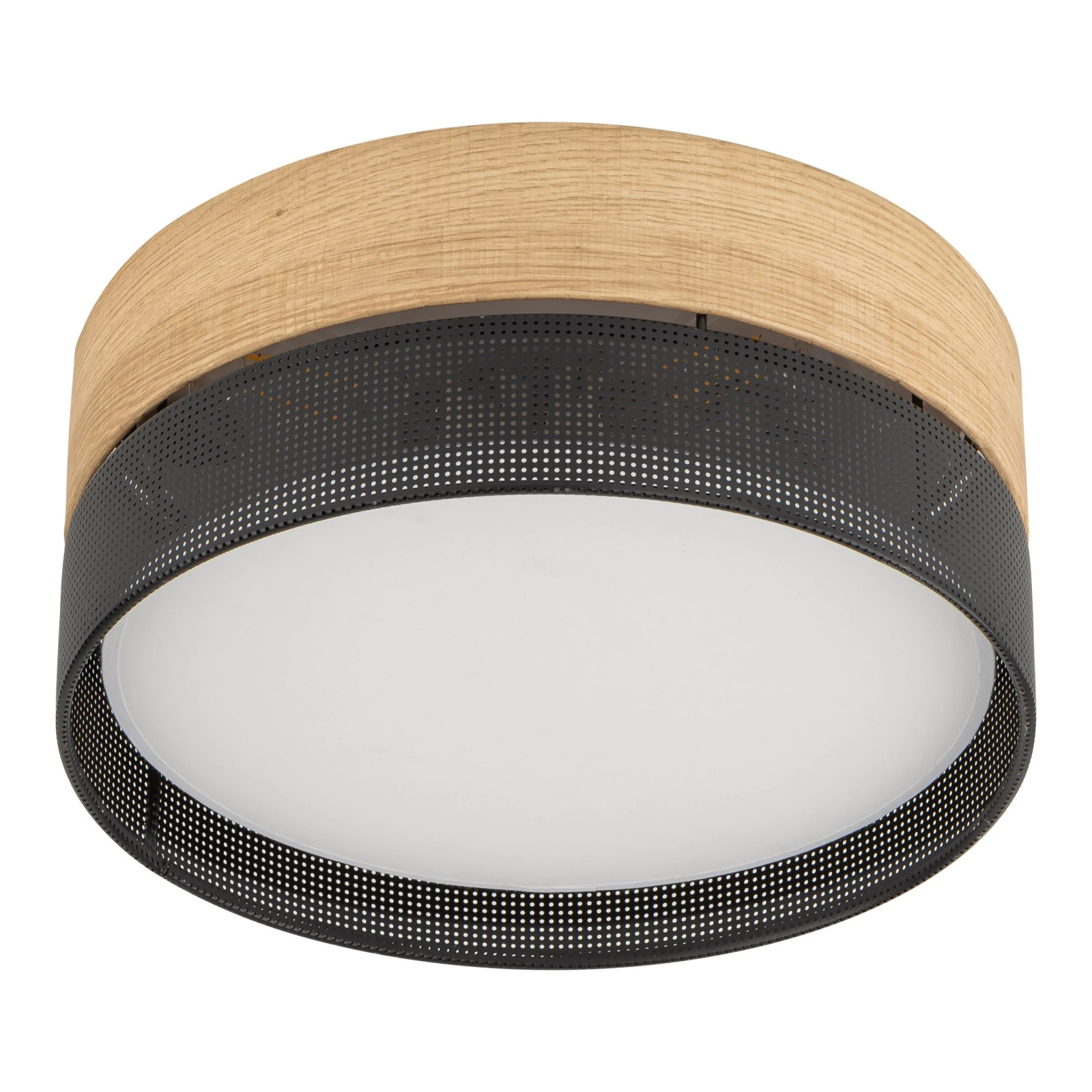 4xE27 ceiling light – round, black, magnetic shade