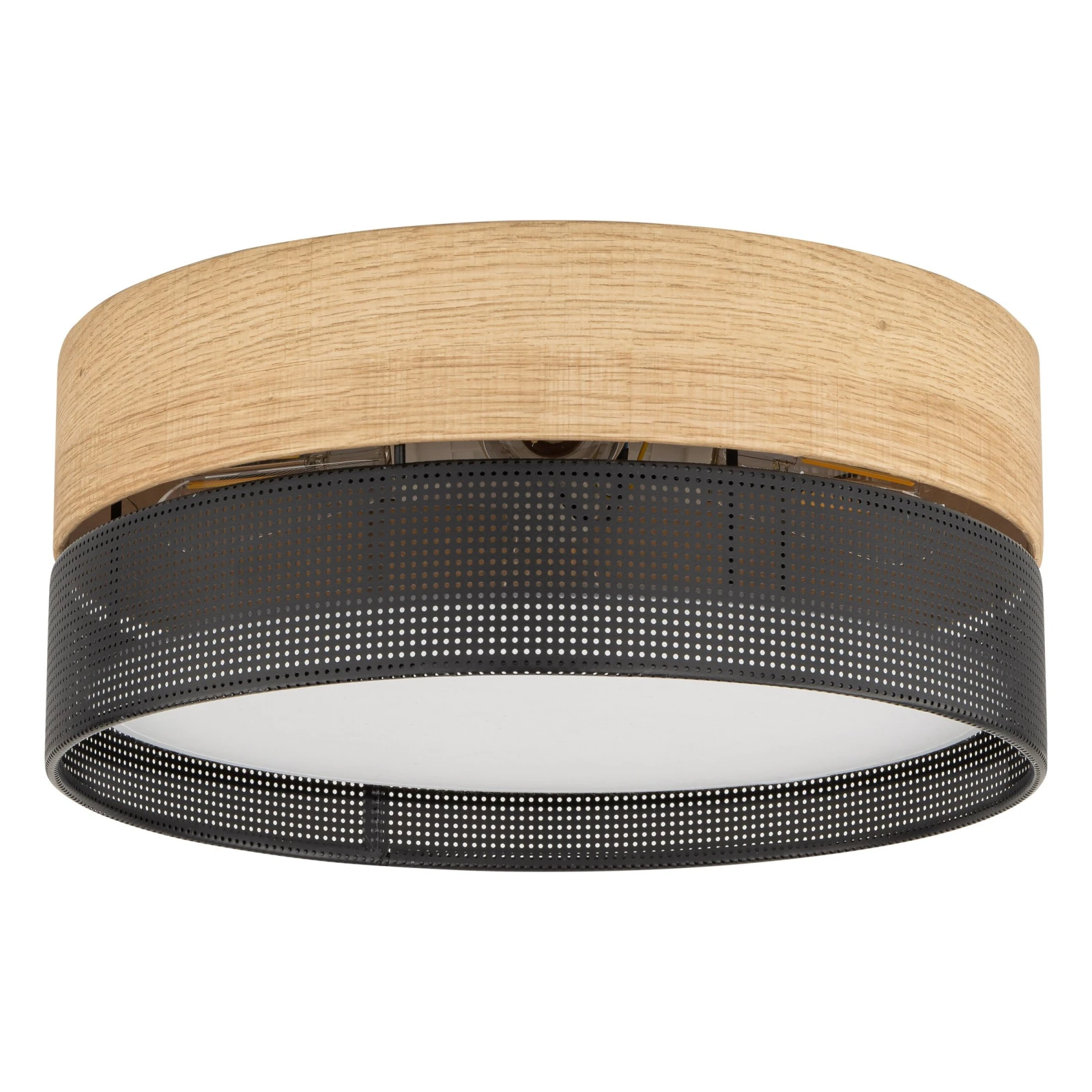 4xE27 ceiling light – round, black, magnetic shade