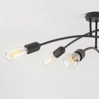 Ceiling light 6xE27 – curved HELIX, black, open sockets - Image 4