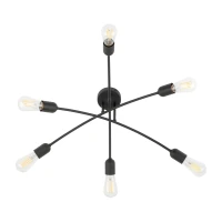 Ceiling light 6xE27 – curved HELIX, black, open sockets - Image 6
