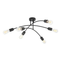 Ceiling light 6xE27 – curved HELIX, black, open sockets - Image 7