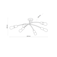Ceiling light 6xE27 – curved HELIX, black, open sockets - Image 9