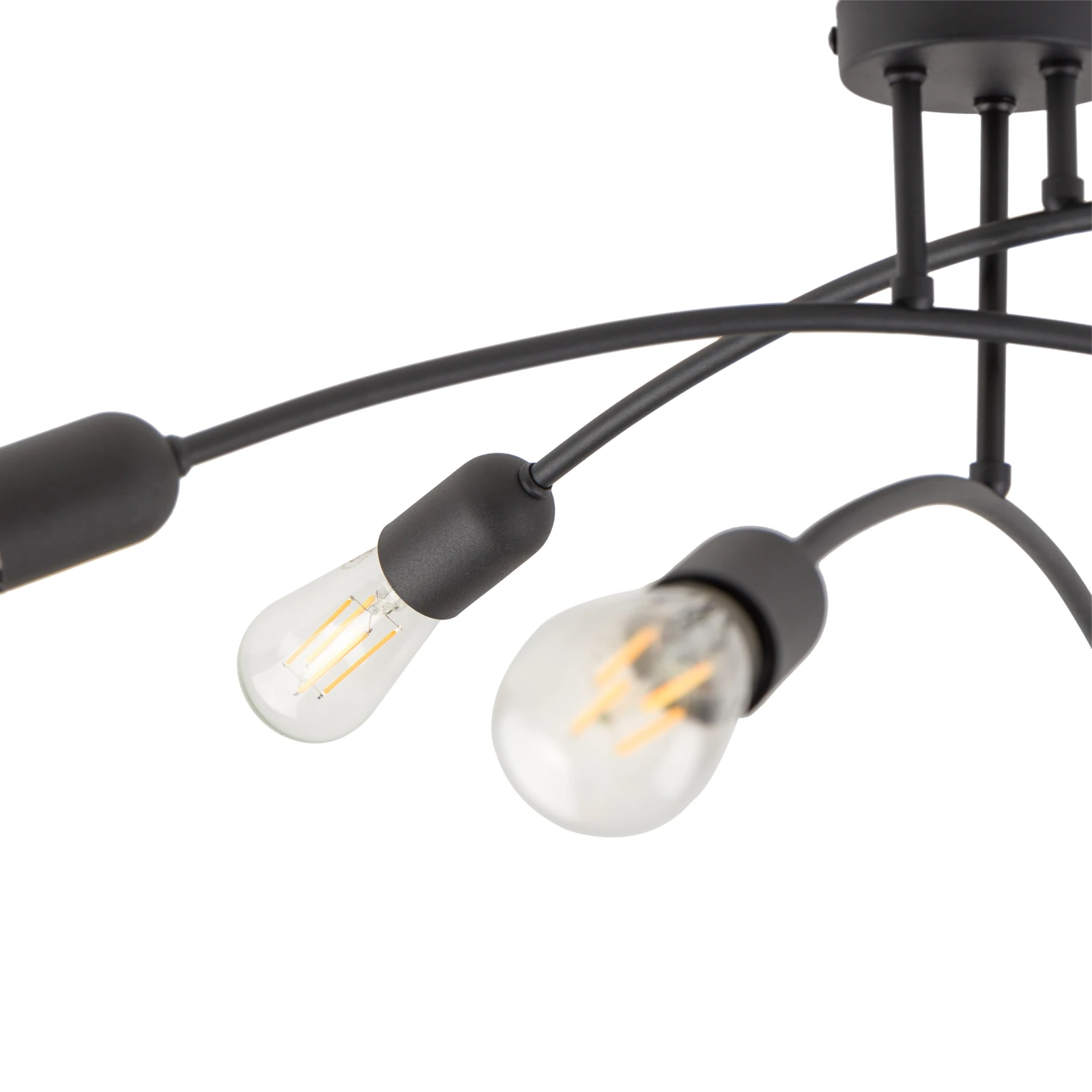 Ceiling light 6xE27 – curved HELIX, black, open sockets