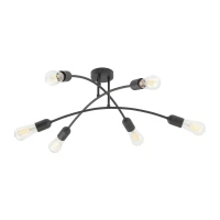 Ceiling light 6xE27 – curved HELIX, black, open sockets - Image 1