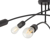 Ceiling light 6xE27 – curved HELIX, black, open sockets - Image 2