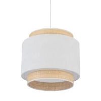 E27 pendant lamp – round, white, raffia accent - Image 8