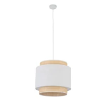 E27 pendant lamp – round, white, raffia accent - Image 2