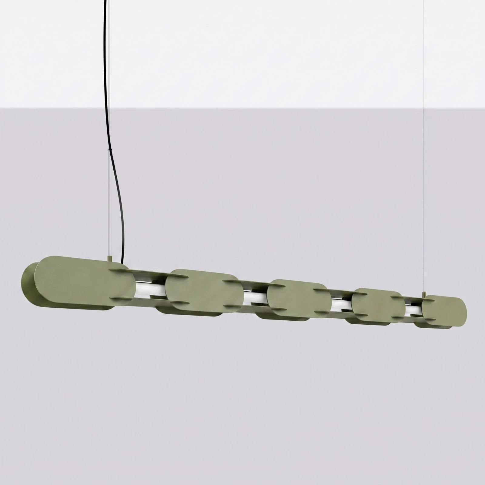 Pendant lamp 158 cm – linear, olive green, DALI dimmable