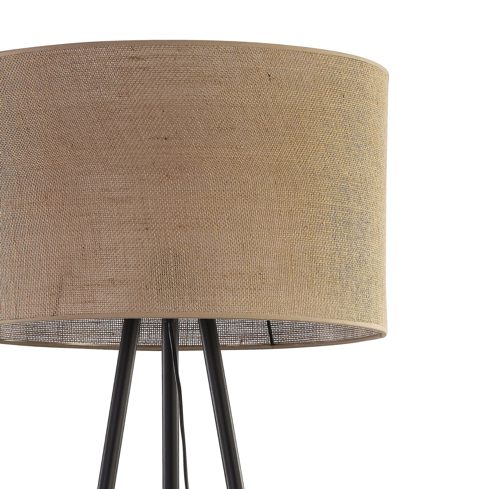 Floor lamp 159 cm – round, black, jute shade