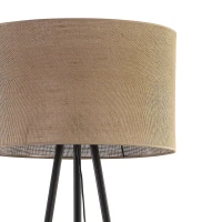 Floor lamp 159 cm – round, black, jute shade - Image 3