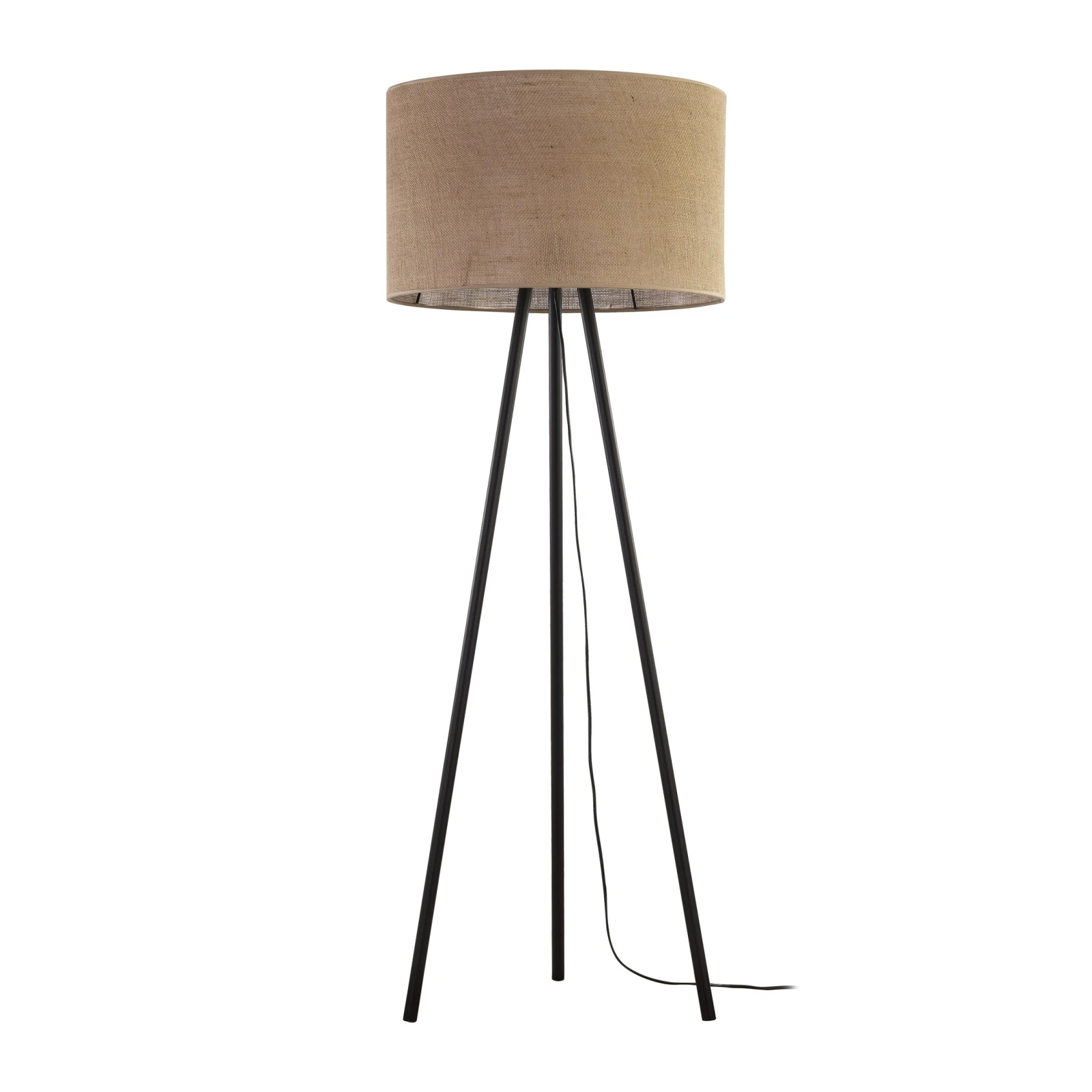 Floor lamp 159 cm – round, black, jute shade