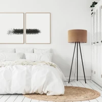 Floor lamp 159 cm – round, black, jute shade - Image 1