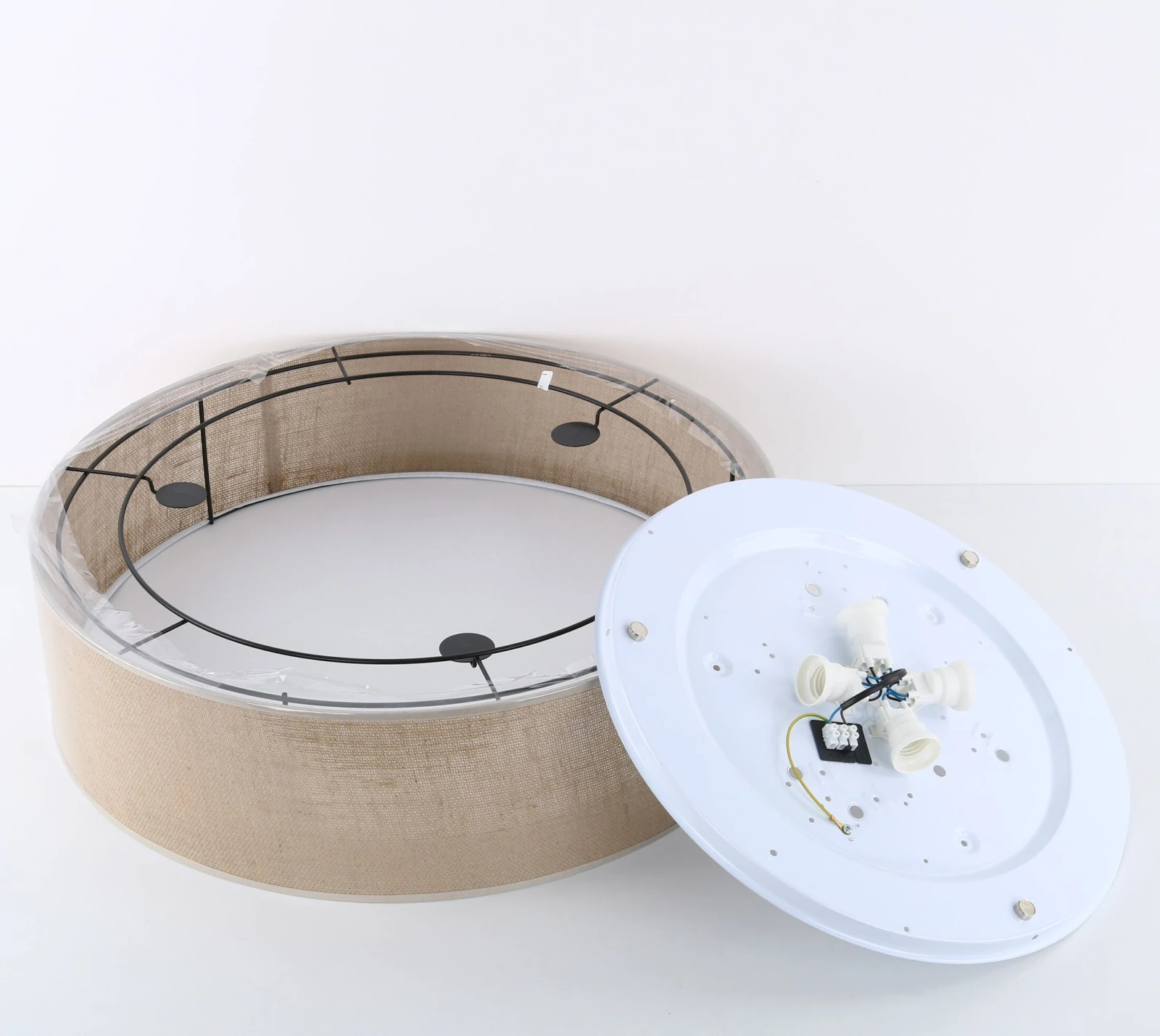 Ceiling lamp 60 cm – round, jute shade, magnetic assembly