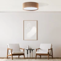 Ceiling lamp 60 cm – round, jute shade, magnetic assembly - Image 1