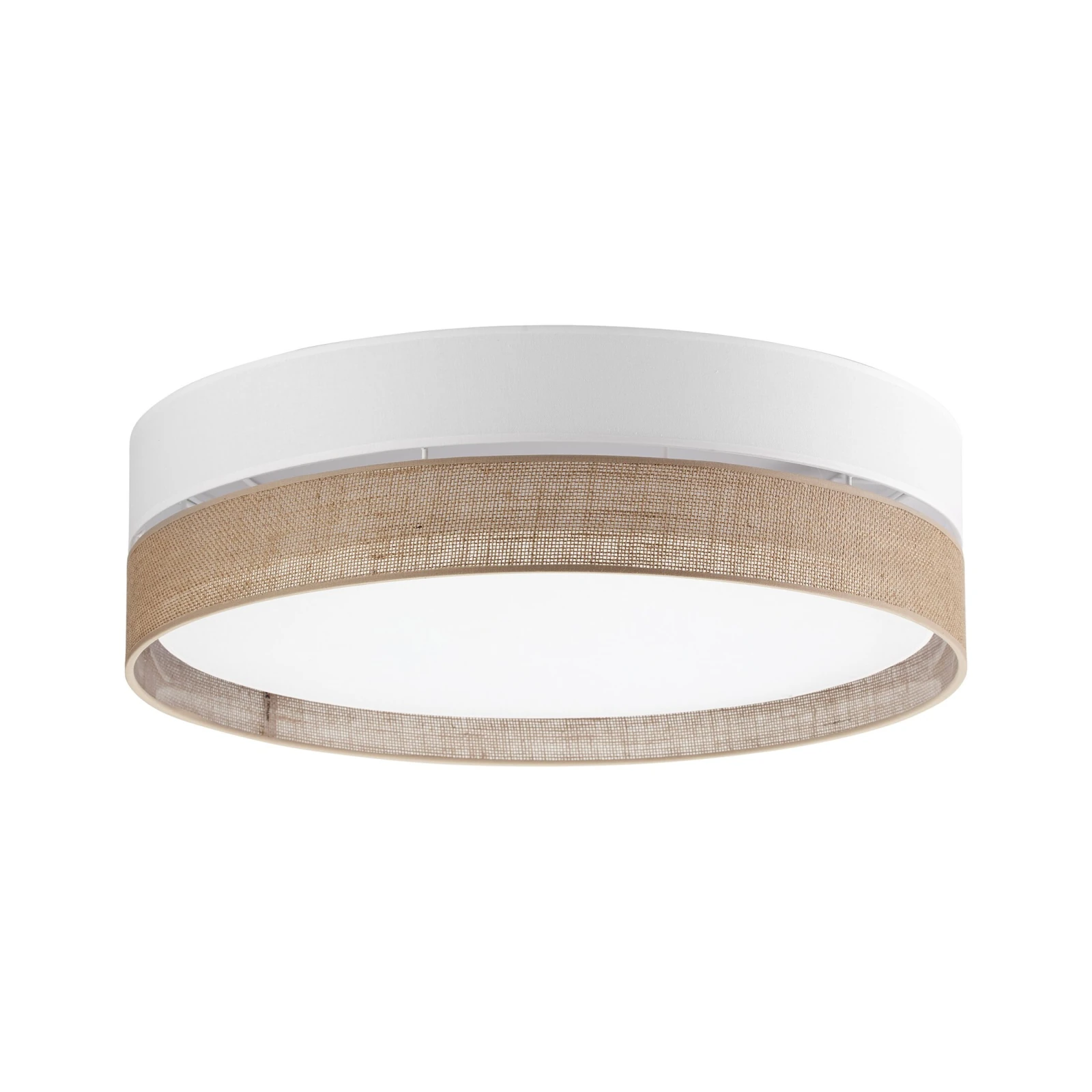 Ceiling lamp 60 cm – round, white, jute shade