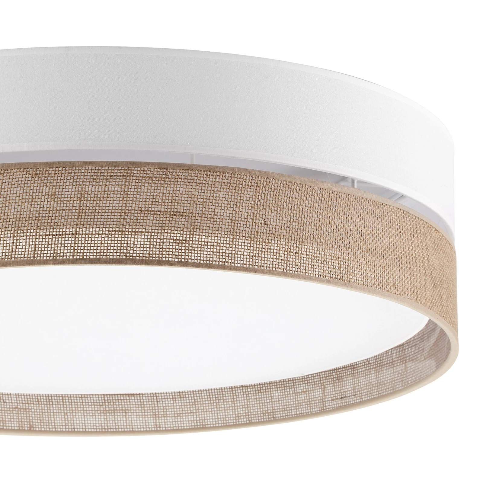 Ceiling lamp 60 cm – round, white, jute shade
