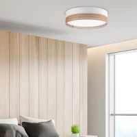 Ceiling lamp 60 cm – round, white, jute shade - Image 1