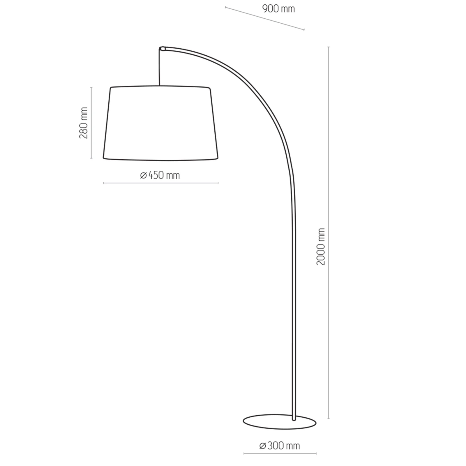 Juodas lankinis grindinis šviestuvas 200 cm, E27