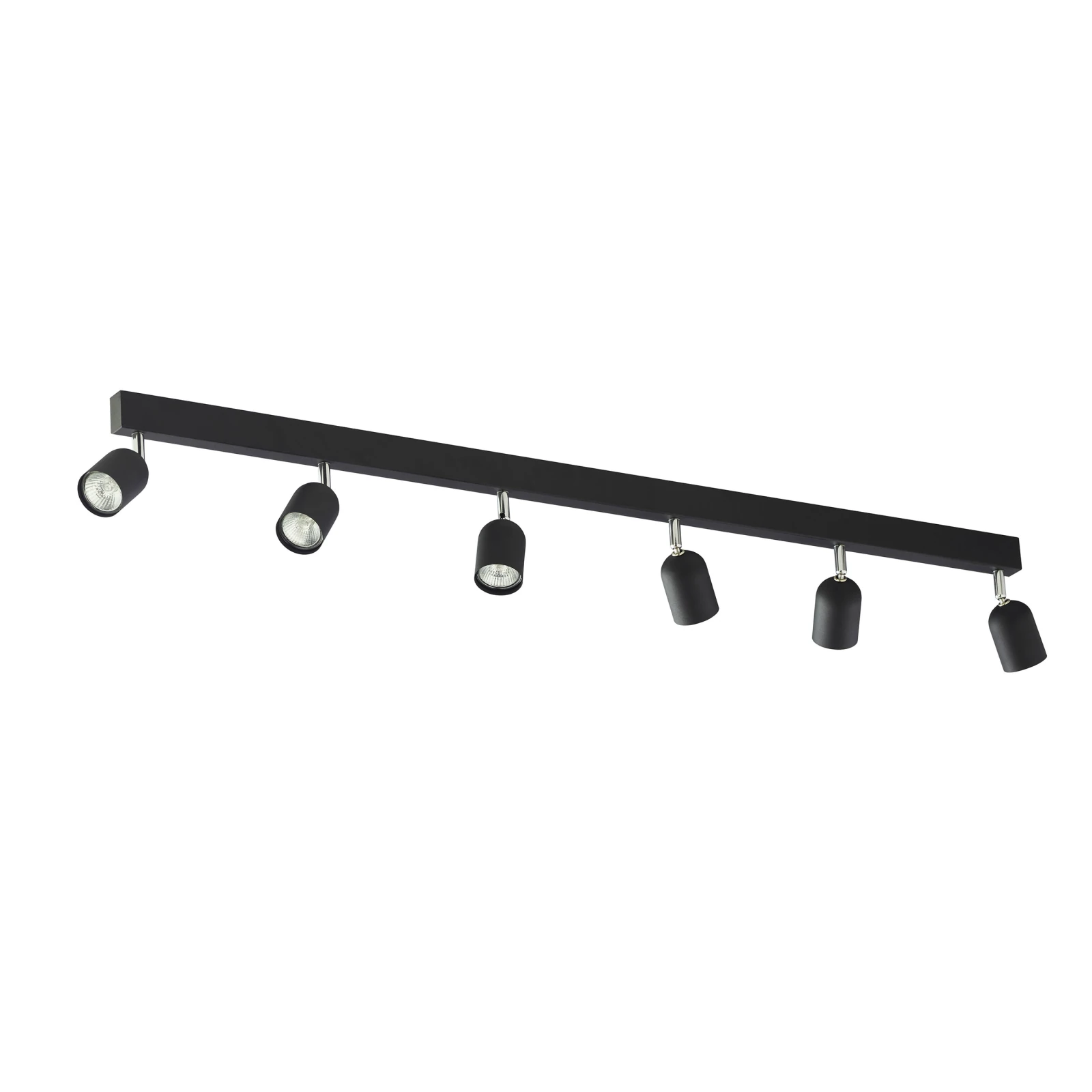6xGU10 ceiling light – linear, black, adjustable heads