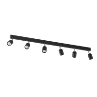 6xGU10 ceiling light – linear, black, adjustable heads - Image 1