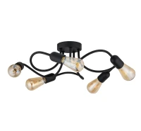 WAVE 5xE27 ceiling light – wave form, black, loft style