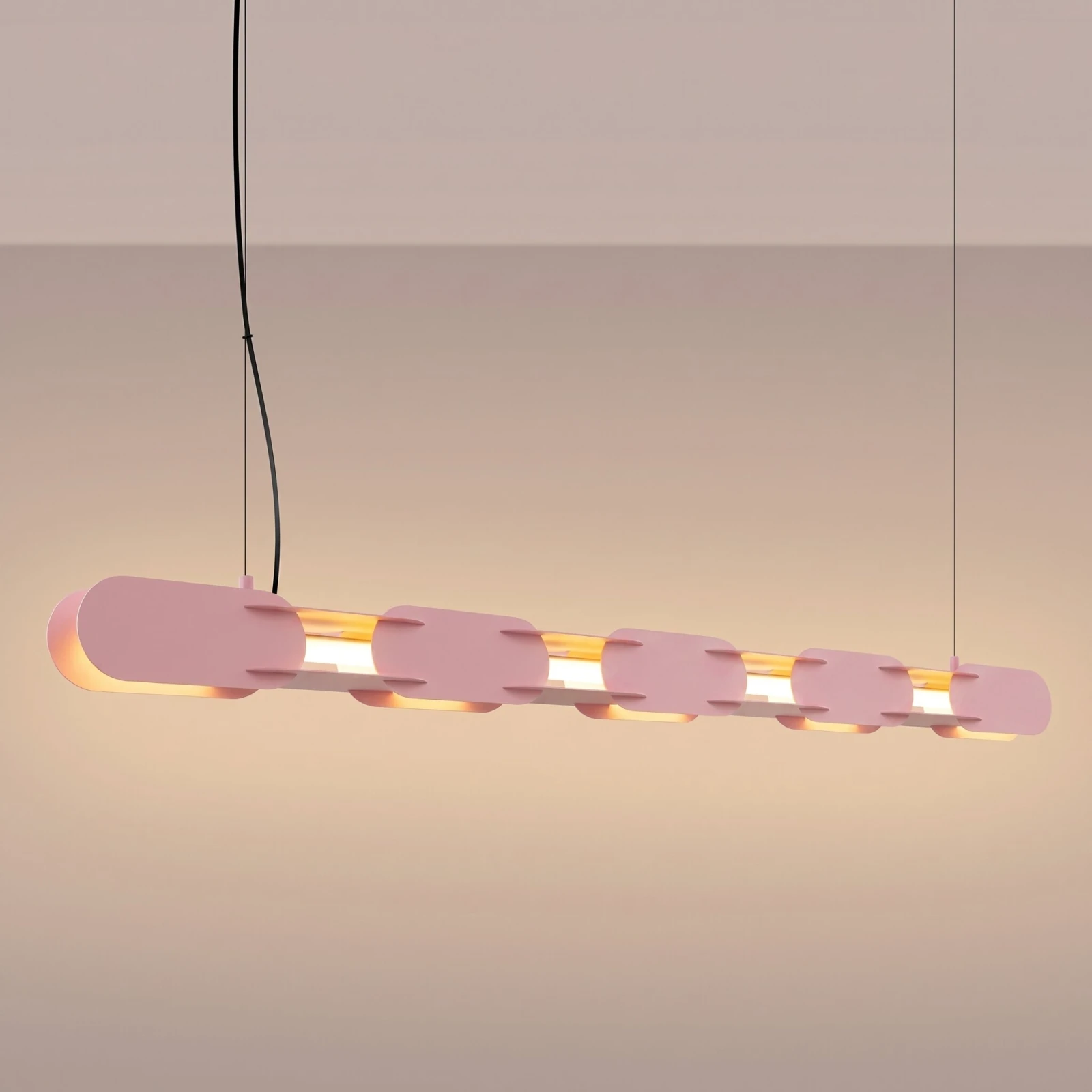 Pakabinamas LED šviestuvas 158 cm – linijinis, rožinis, DALI dimeriuojamas