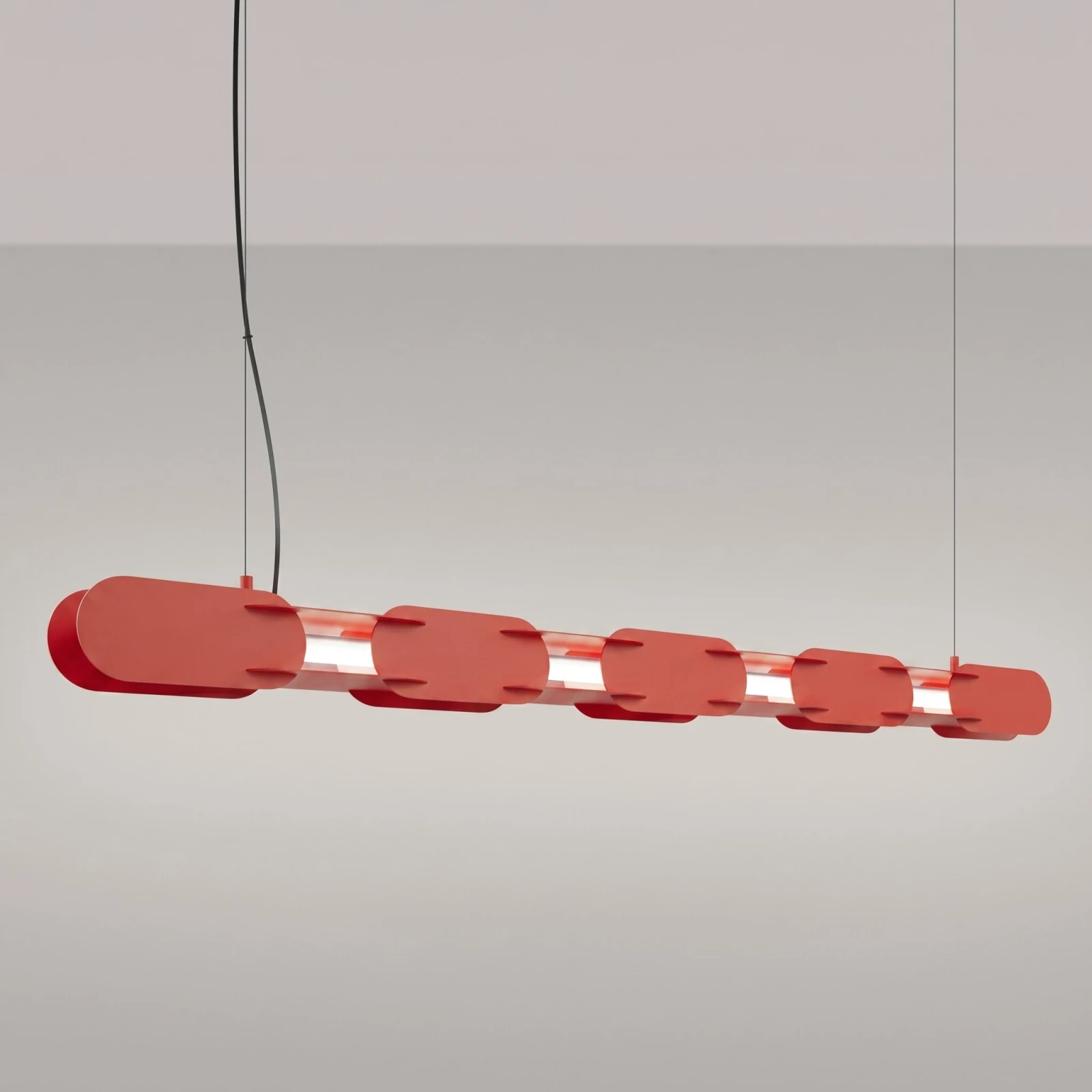 Pakabinamas šviestuvas 158 cm – linijinis, raudonas, DALI valdymas