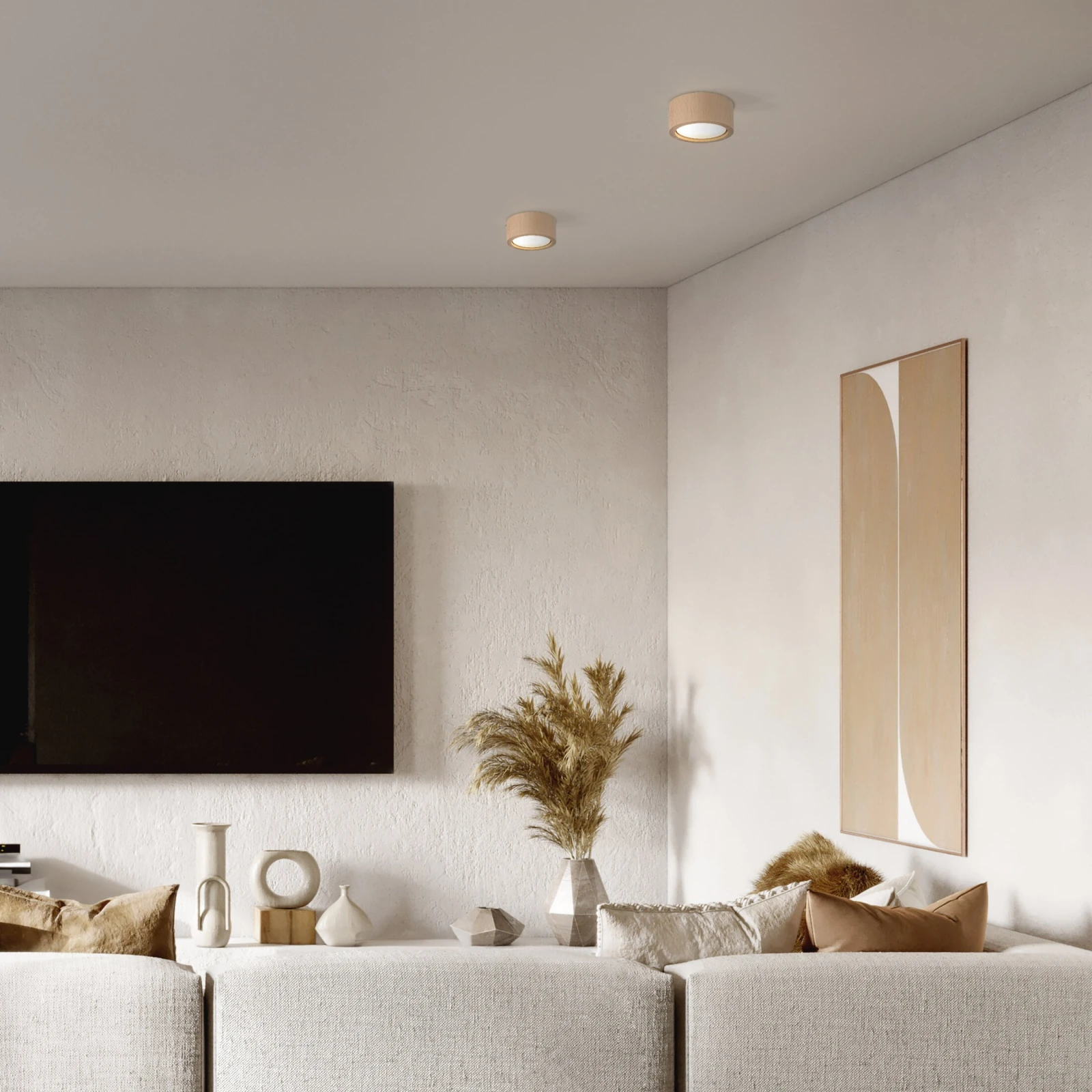Ceiling light 11 W – cylindrical, beech finish, GU10