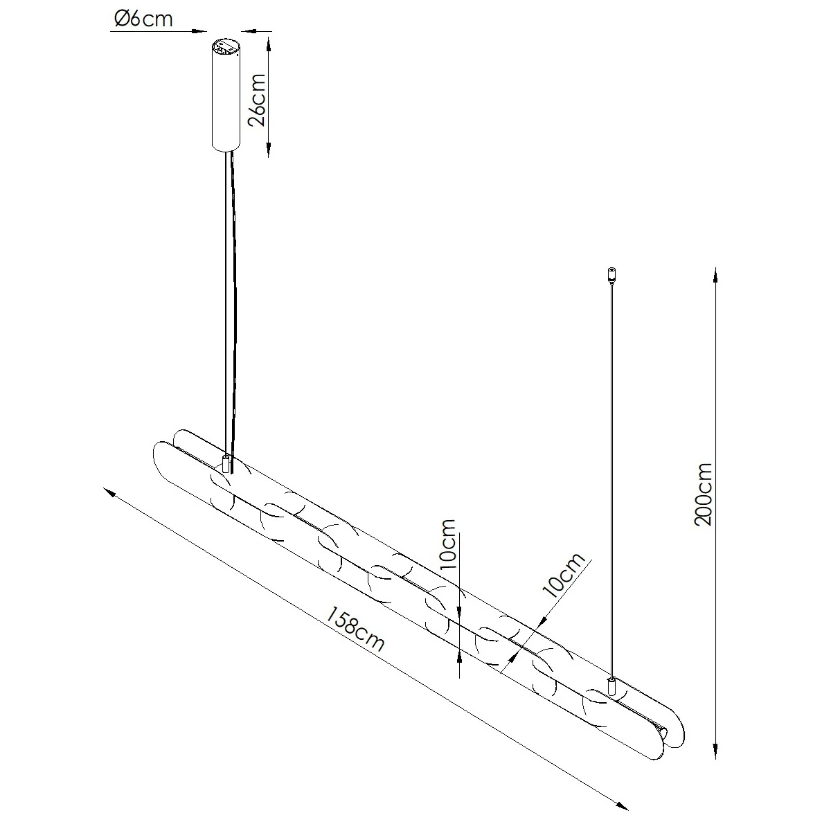Pakabinamas šviestuvas 158 cm – linijinis, pilkai ruda, DALI